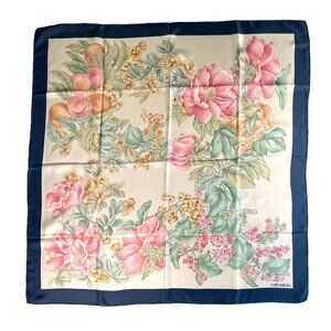 Vintage Valentino Silk Scarf – Floral & Fruit Botanical Print
